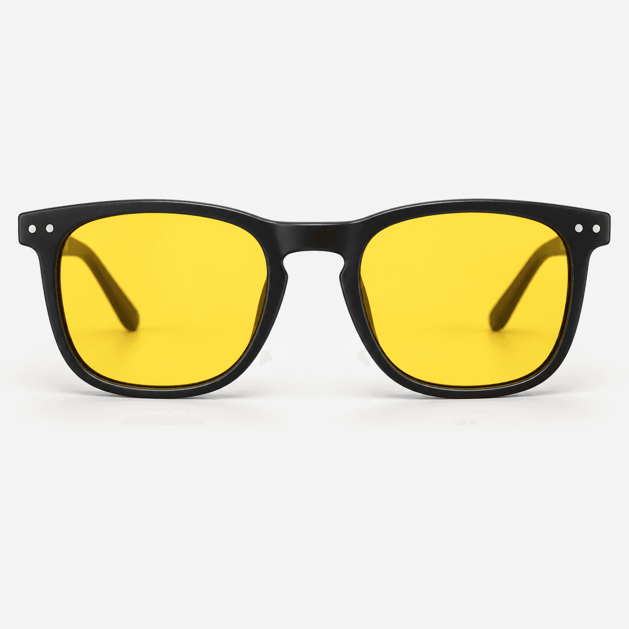 Blue Ben blue-light glasses, black frame with yellow lenses, front product shot