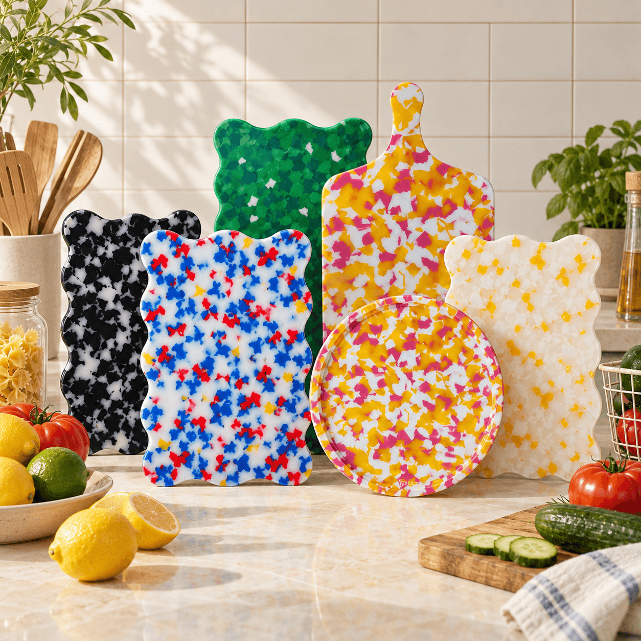 Collection of Kiyomi recycled speckled cutting boards