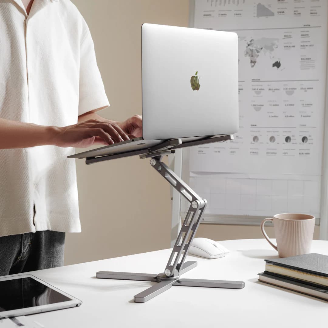 Desk Labs laptop stand raising a laptop to standing height