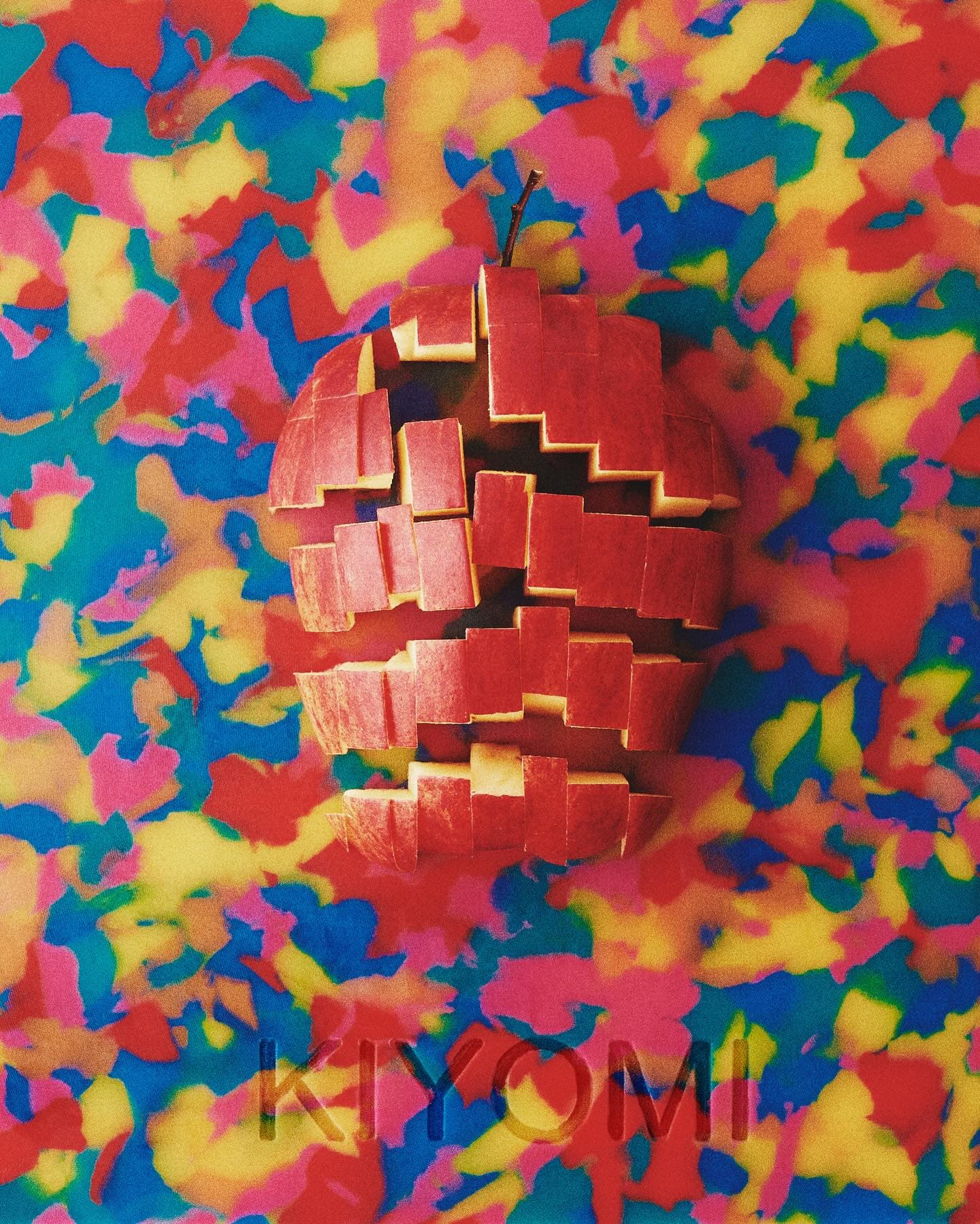 Terrazzo board with a sliced-apple mosaic
